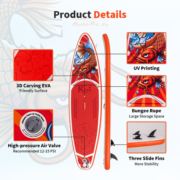 Tavola da surf gonfiabile Paddle Board 11' - Sup Koi Arancione - Svizzera