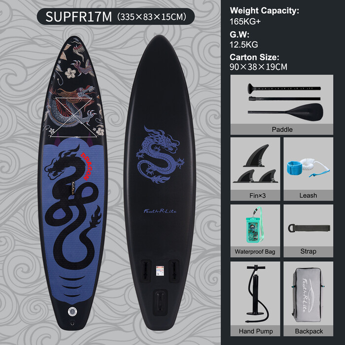 Planche de surf gonflable 11' - Dragon Noir - Suisse